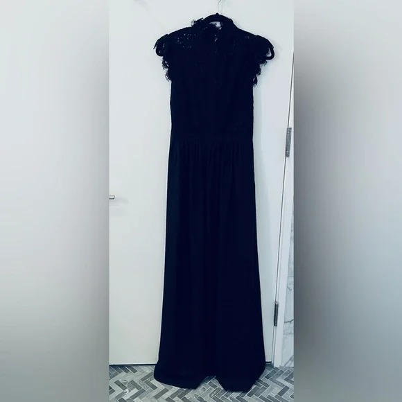 Rachel Zoe black lace paneled floor length gown size 6 - Picture 6 of 8